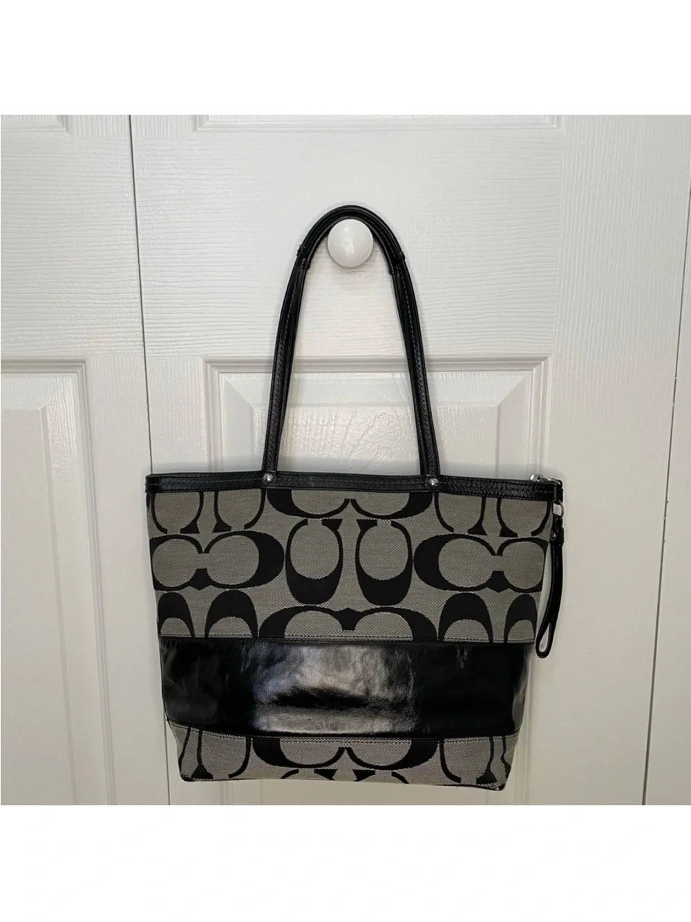 Coach Signature Canvas Tote in Black and Gray - Picture 2 of 13